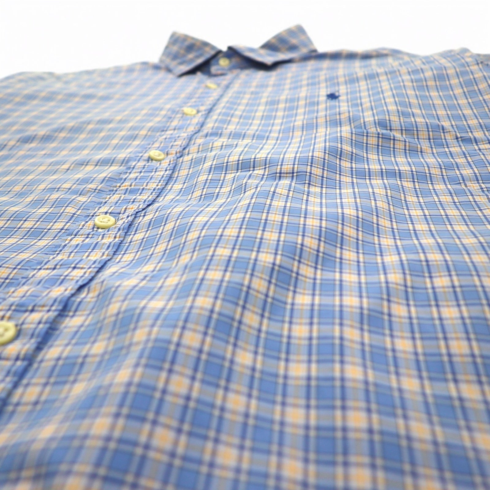 POLO RALPH LAUREN Camicia elegente a quadri, collo ampio, taglia XXL, blu, cotone elasticizzato, con piccolo pony ricamato