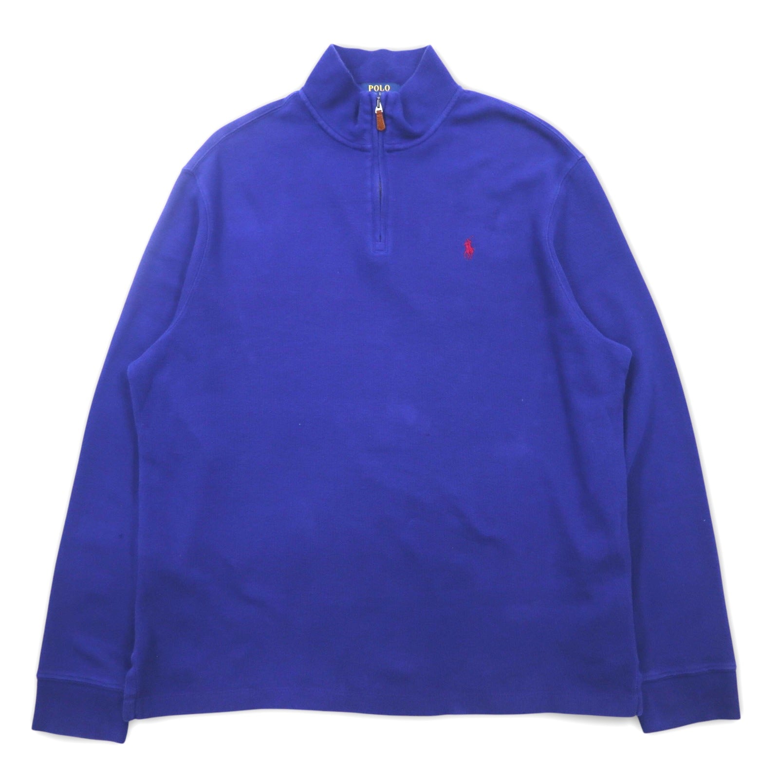 POLO RALPH LAUREN Felpa mezza zip L blu cotone ESTATE RIB ricamo piccolo pony