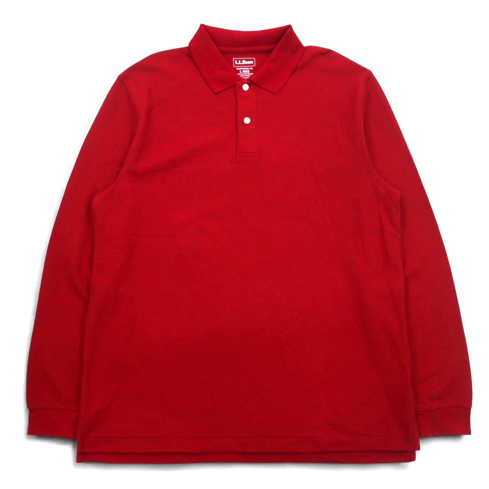 L.L.Bean 長袖 ポロシャツ L レッド コットン 鹿の子 TRADITIONAL FIT 300459