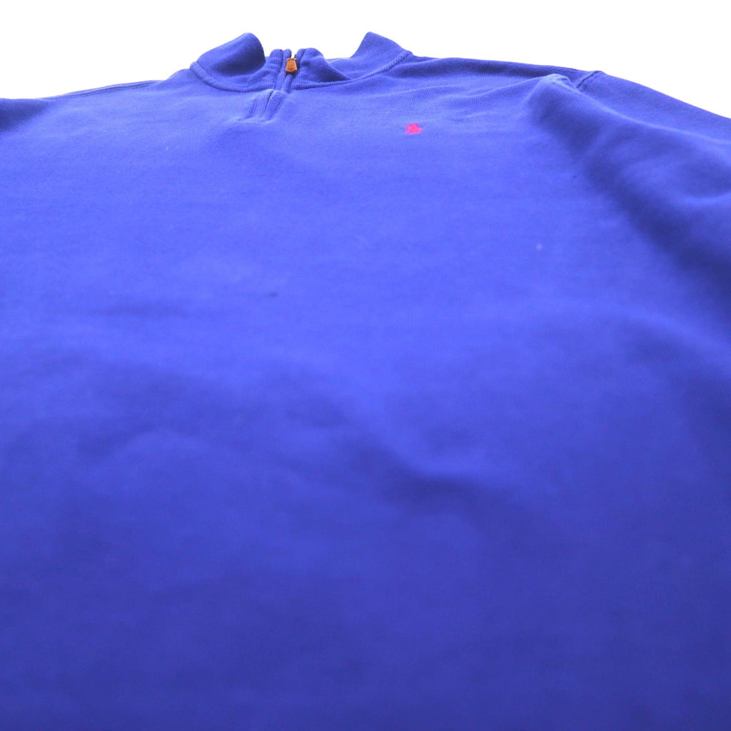 POLO RALPH LAUREN Felpa mezza zip L blu cotone ESTATE RIB ricamo piccolo pony