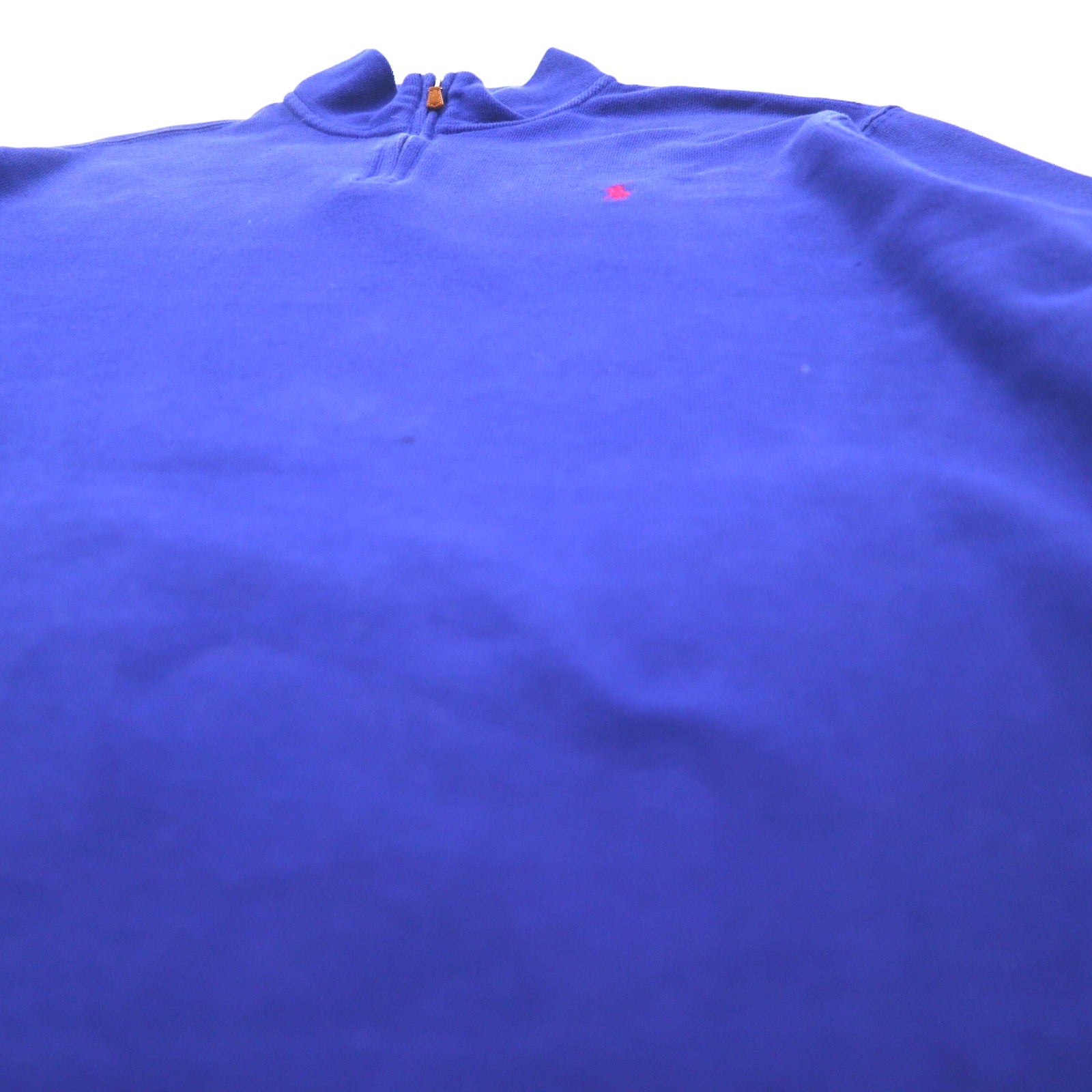 POLO RALPH LAUREN Felpa mezza zip L blu cotone ESTATE RIB ricamo piccolo pony