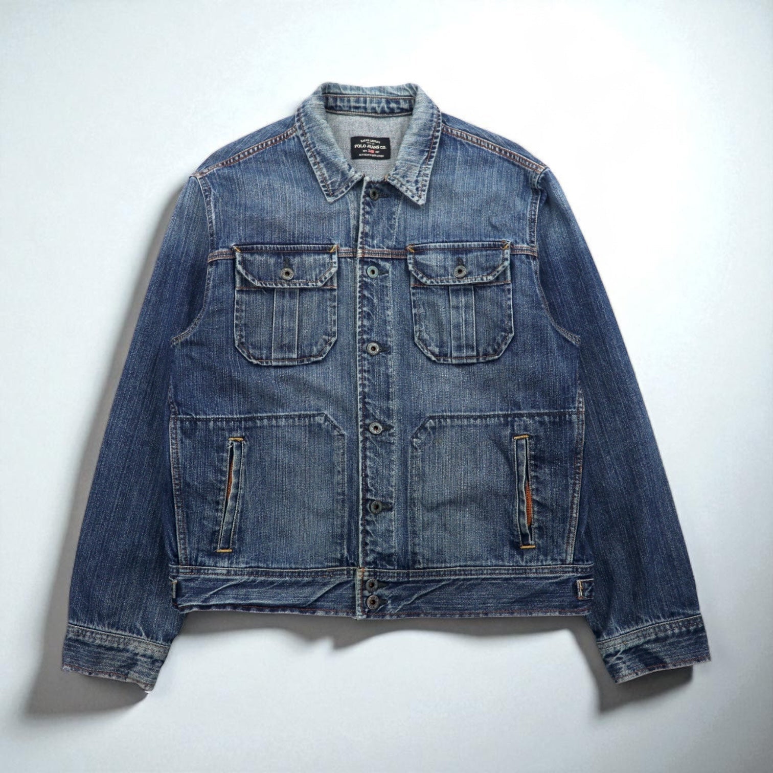 POLO JEANS ( RALPH LAUREN ) 90年代 デニムジャケット Gジャン L インディゴ GIVE JAKET 3YU18