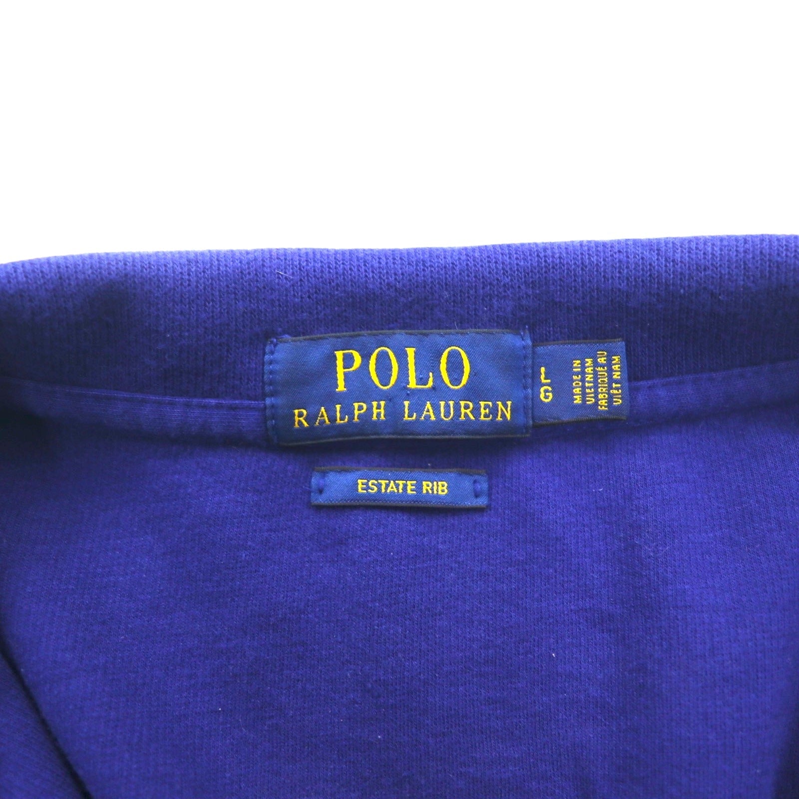 POLO RALPH LAUREN Felpa mezza zip L blu cotone ESTATE RIB ricamo piccolo pony