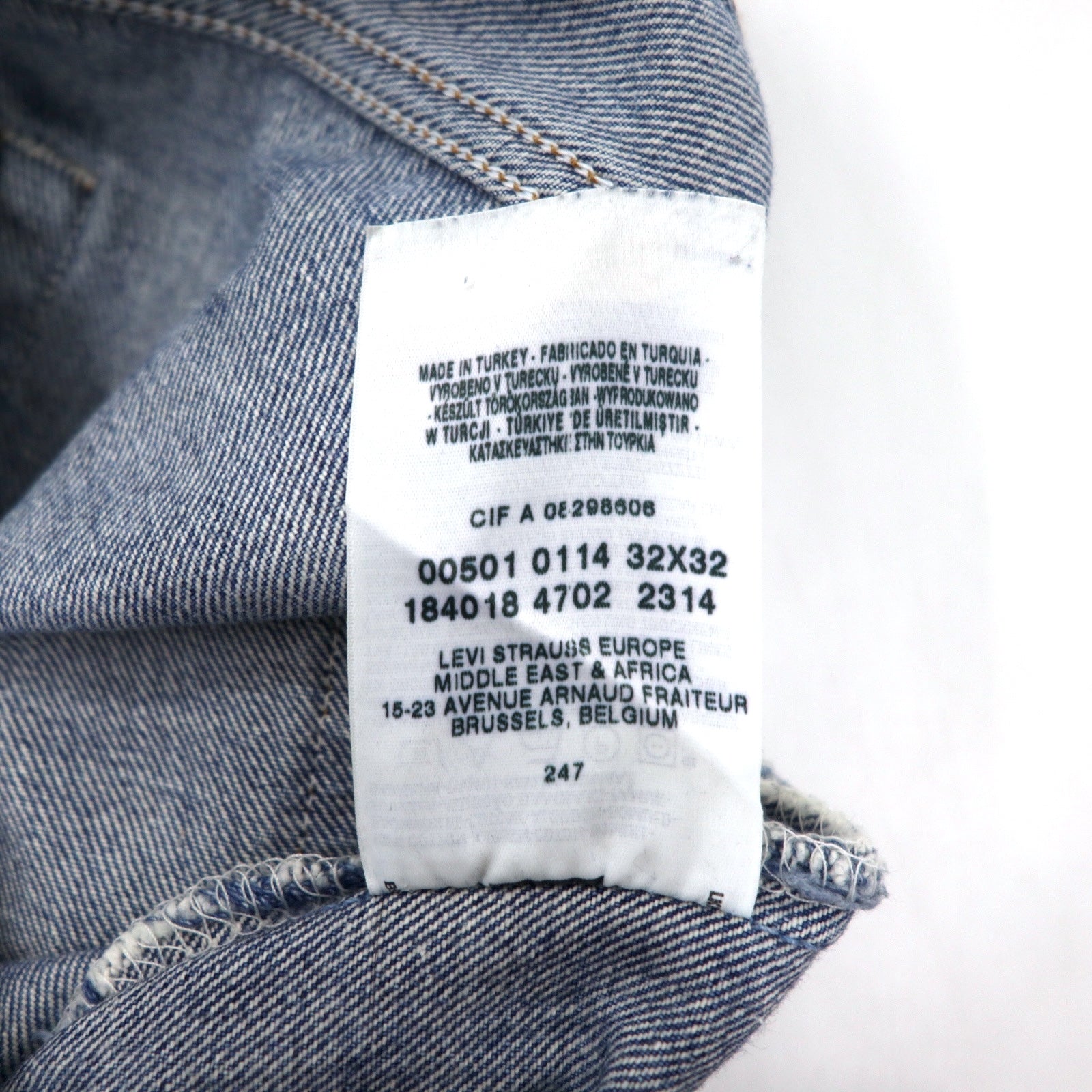 Levi's Euro Levis 501 Jeans 32 Blu Cotone Bottone retro 247 Bottoni a vista 501-0114 Made in Turchia