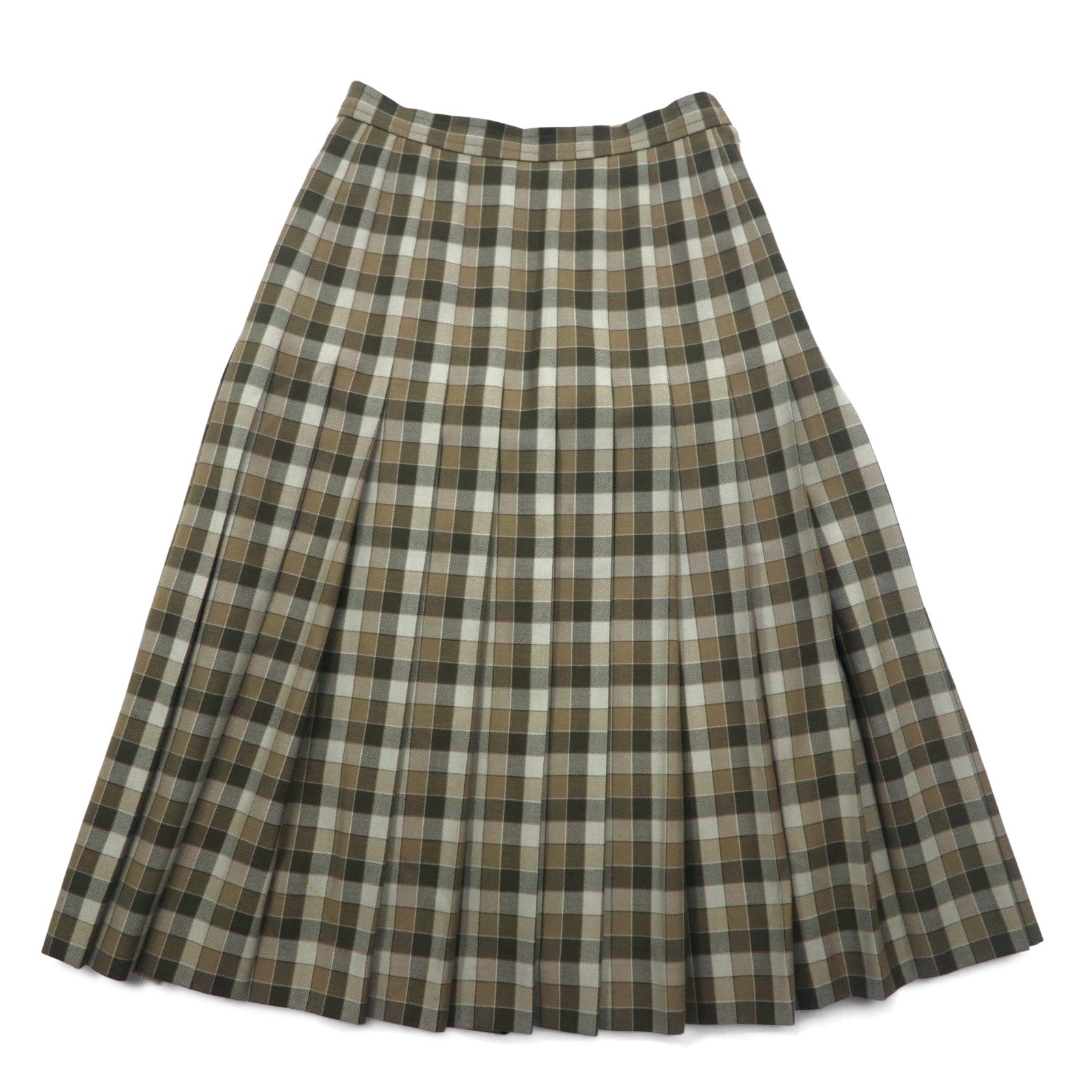 GIVENCHY anni '80 gonna a pieghe vintage M marrone a quadri in lana made in Japan