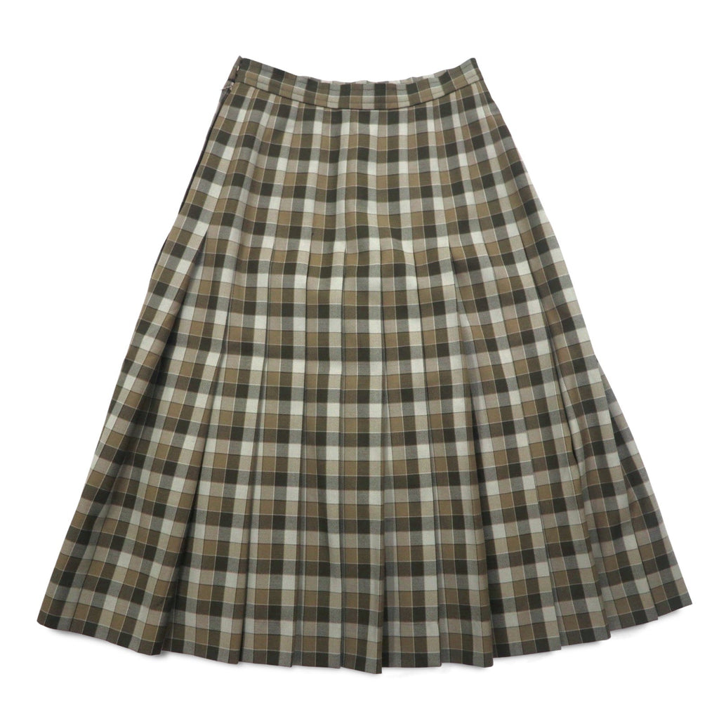 GIVENCHY 80年代 オールド プリーツスカート M ブラウン チェック ウール 日本製