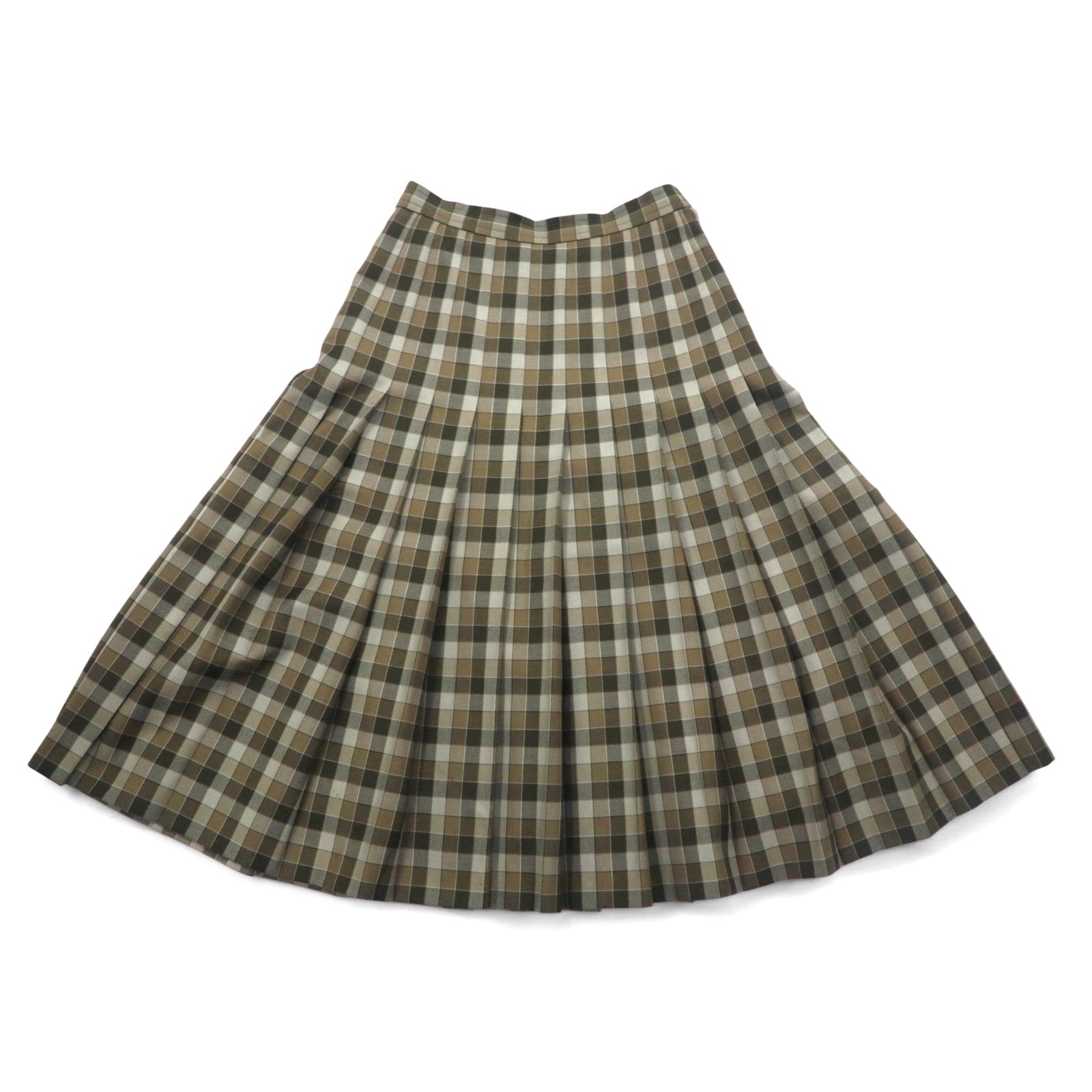 GIVENCHY anni '80 gonna a pieghe vintage M marrone a quadri in lana made in Japan