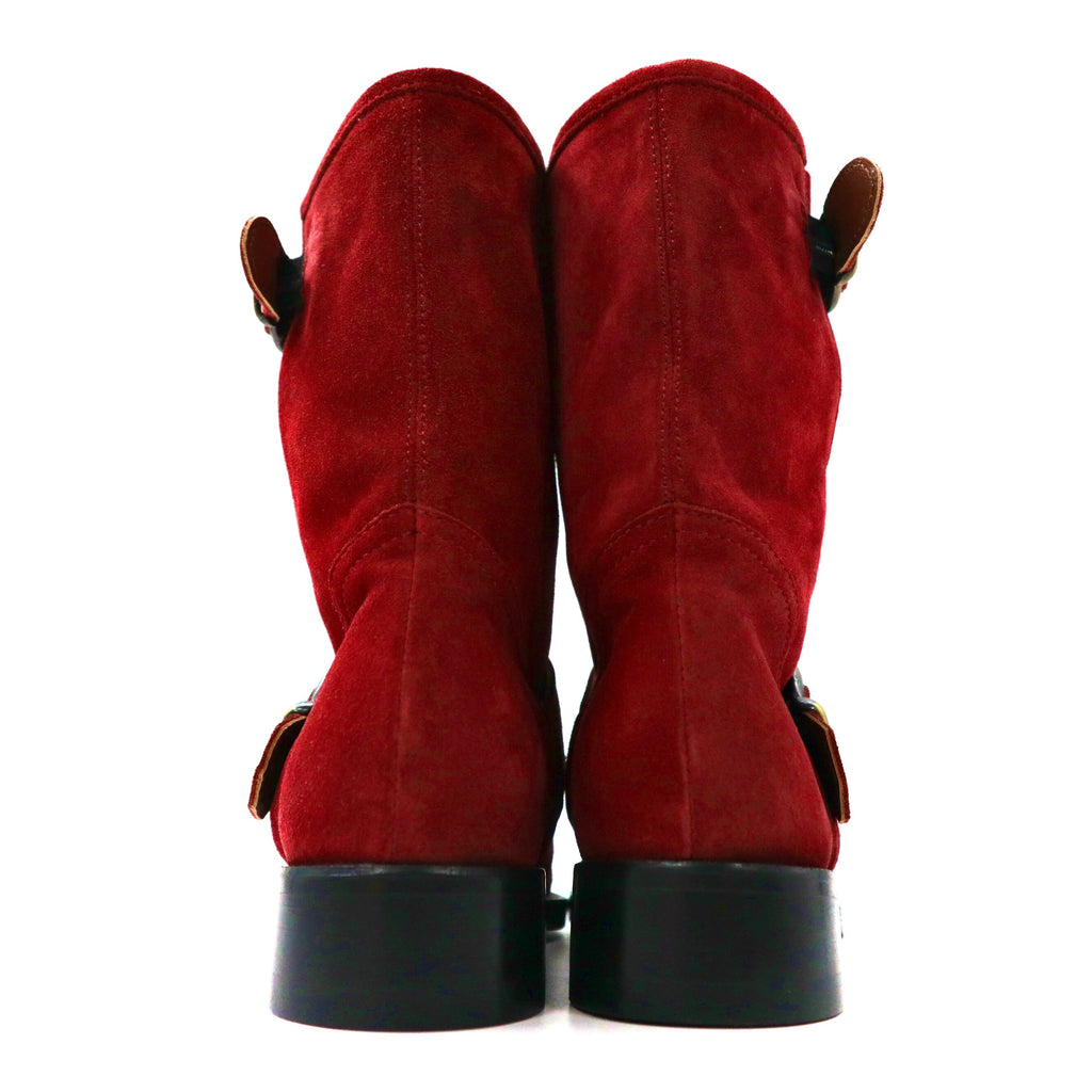 BARNEYS NEWYORK エンジニアブーツ 23cm レッド スエードレザー イタリア製