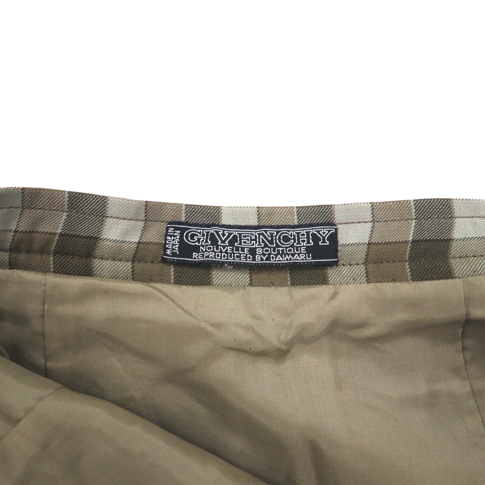 GIVENCHY anni '80 gonna a pieghe vintage M marrone a quadri in lana made in Japan