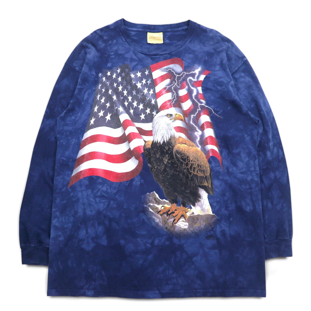 THE MOUNTAIN T-shirt a maniche lunghe XXL blu navy Stati Uniti tie-dye Bandiera americana Aquila Prodotto in Messico