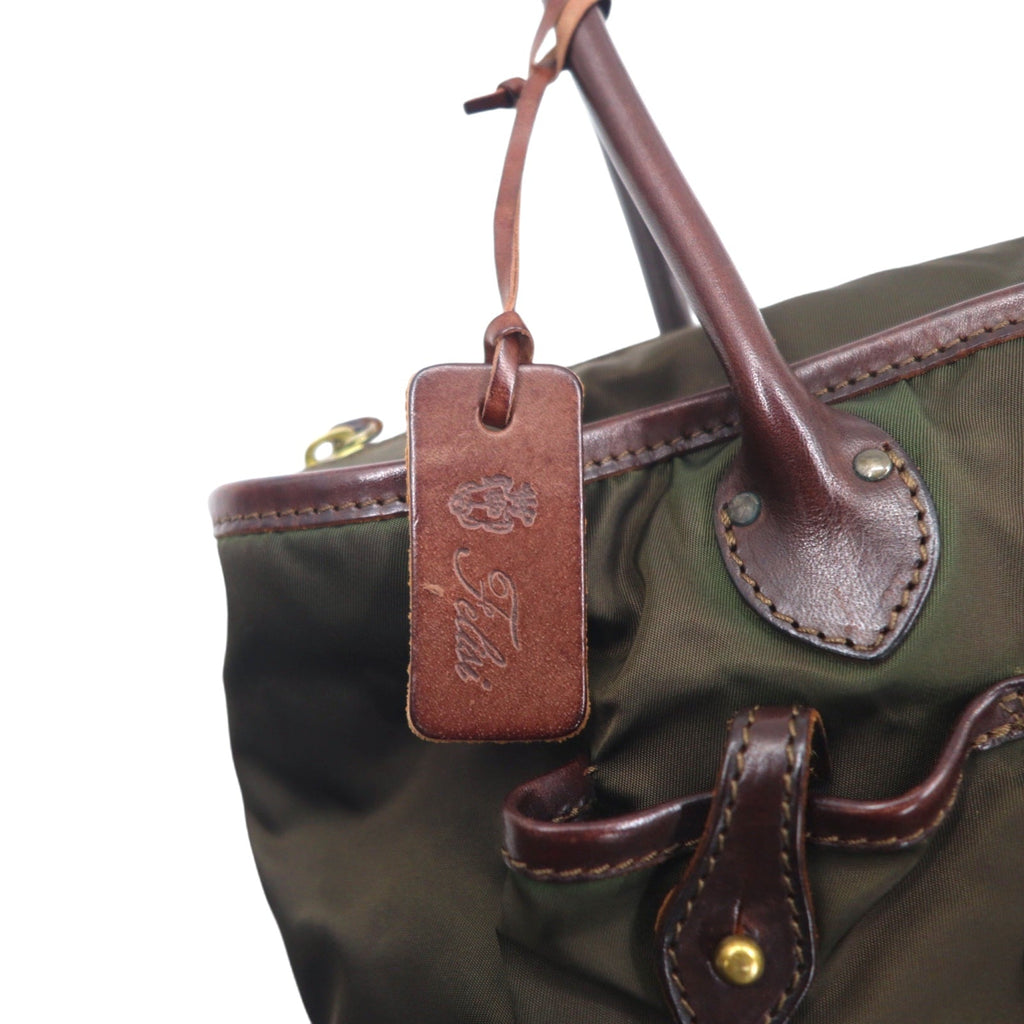 Felisi Borsa tote a tracolla italiana kaki nylon pelle F00102