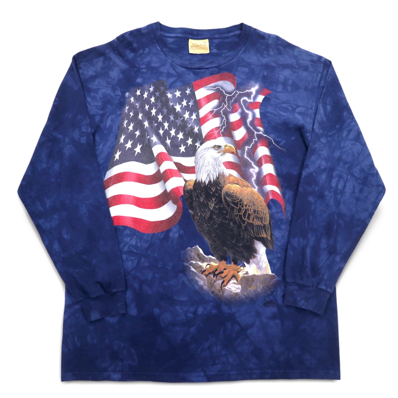 THE MOUNTAIN T-shirt a maniche lunghe XXL blu navy Stati Uniti tie-dye Bandiera americana Aquila Prodotto in Messico