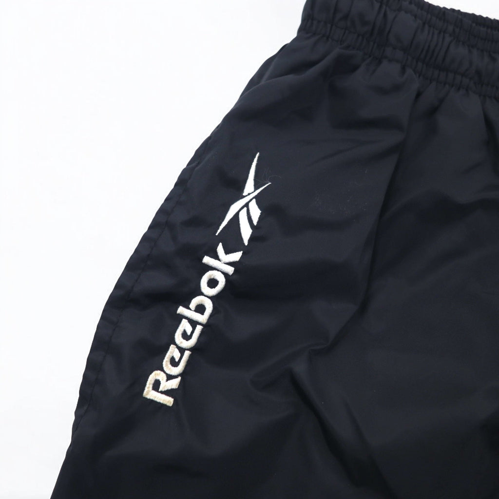 Reebok 90年代 ナイロン トラックパンツ ジャージ M ブラック ベクターロゴ刺繍 スリット 裾ジップ