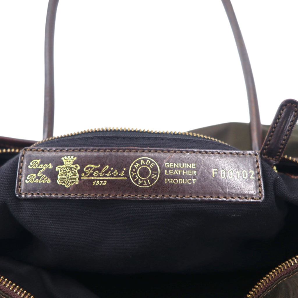 Felisi Borsa tote a tracolla italiana kaki nylon pelle F00102