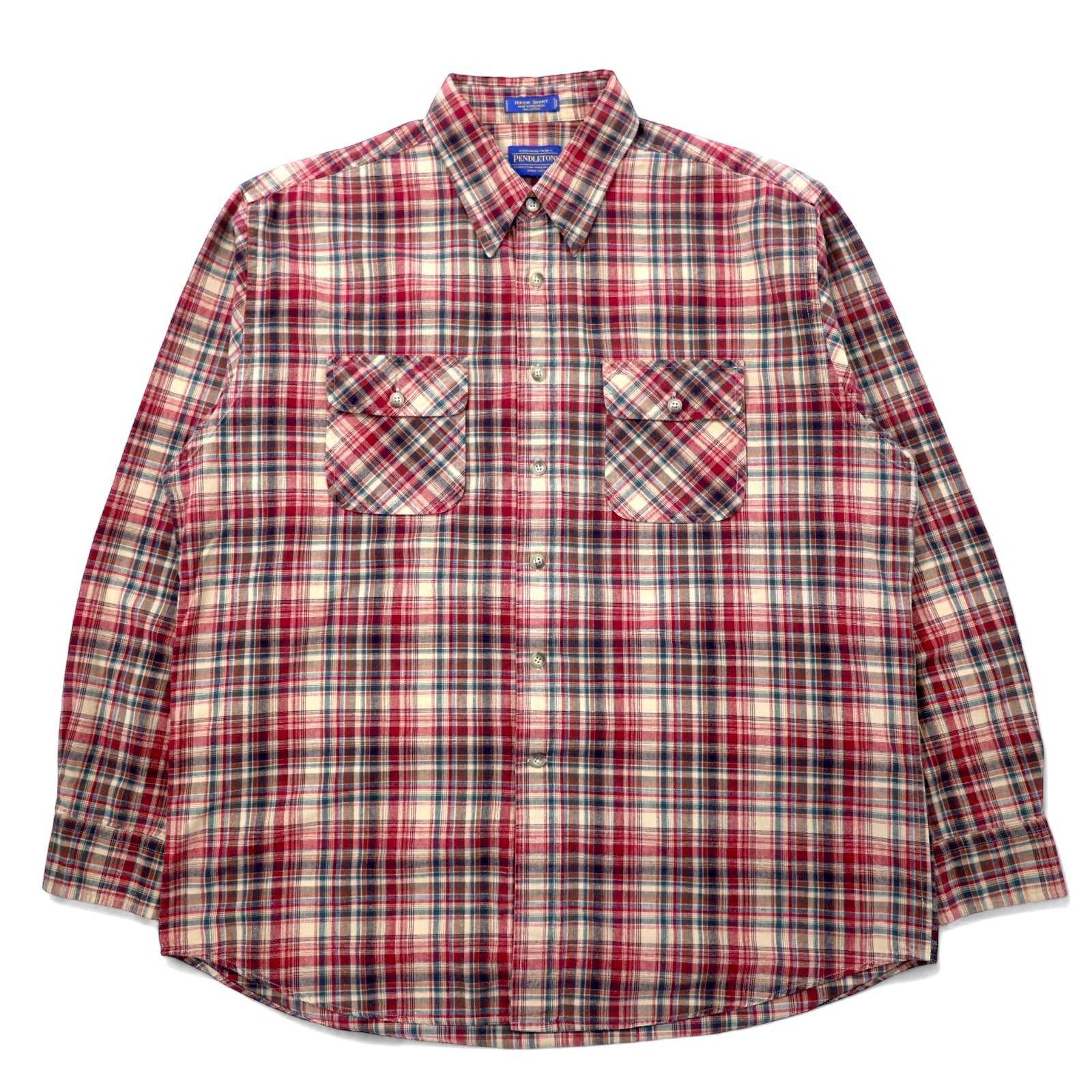 PENDLETON Camicia in flanella XL, rossa a quadri, cotone HIKER SHIRT