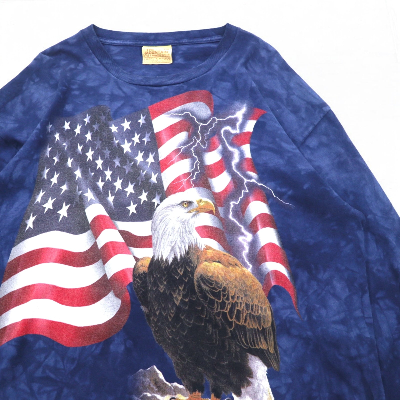 THE MOUNTAIN T-shirt a maniche lunghe XXL blu navy Stati Uniti tie-dye Bandiera americana Aquila Prodotto in Messico