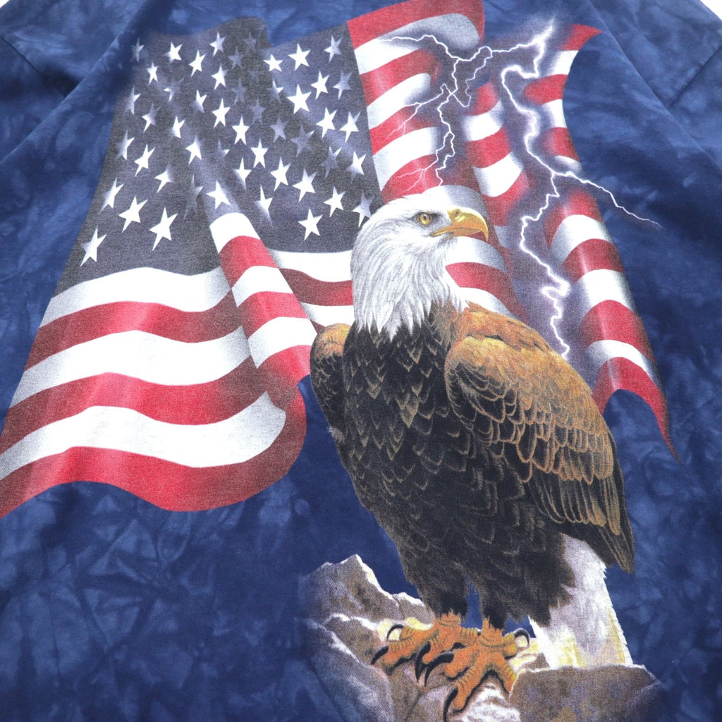 THE MOUNTAIN T-shirt a maniche lunghe XXL blu navy Stati Uniti tie-dye Bandiera americana Aquila Prodotto in Messico