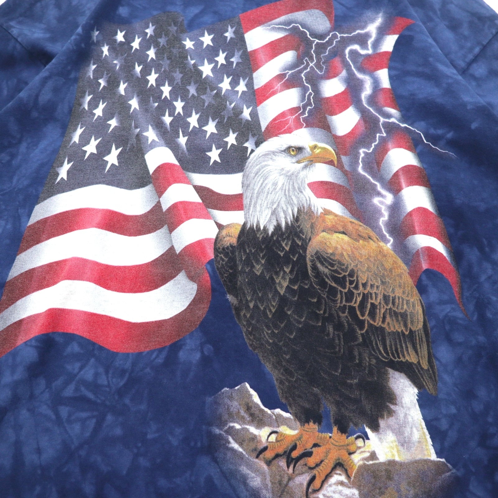 THE MOUNTAIN T-shirt a maniche lunghe XXL blu navy Stati Uniti tie-dye Bandiera americana Aquila Prodotto in Messico