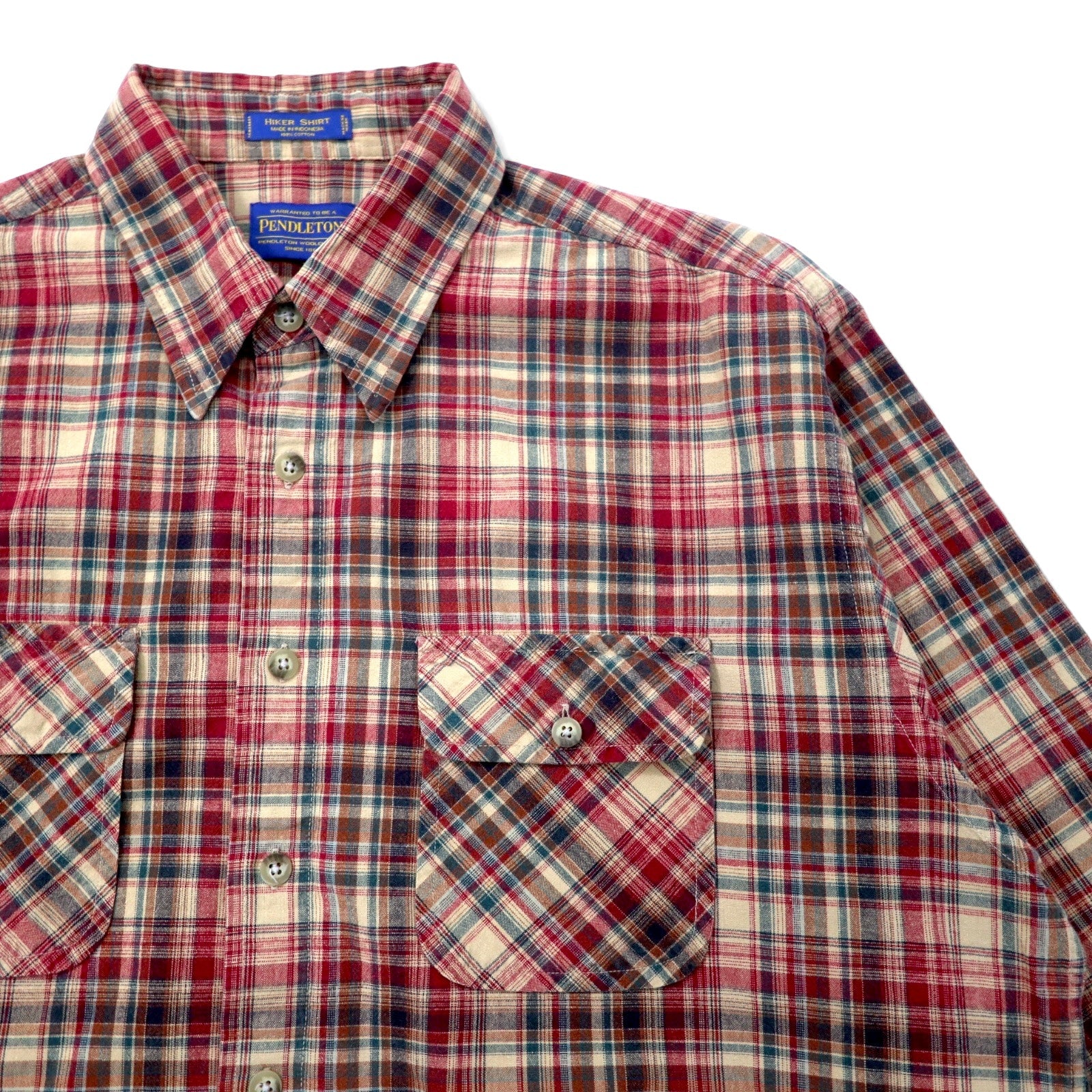 PENDLETON Camicia in flanella XL, rossa a quadri, cotone HIKER SHIRT