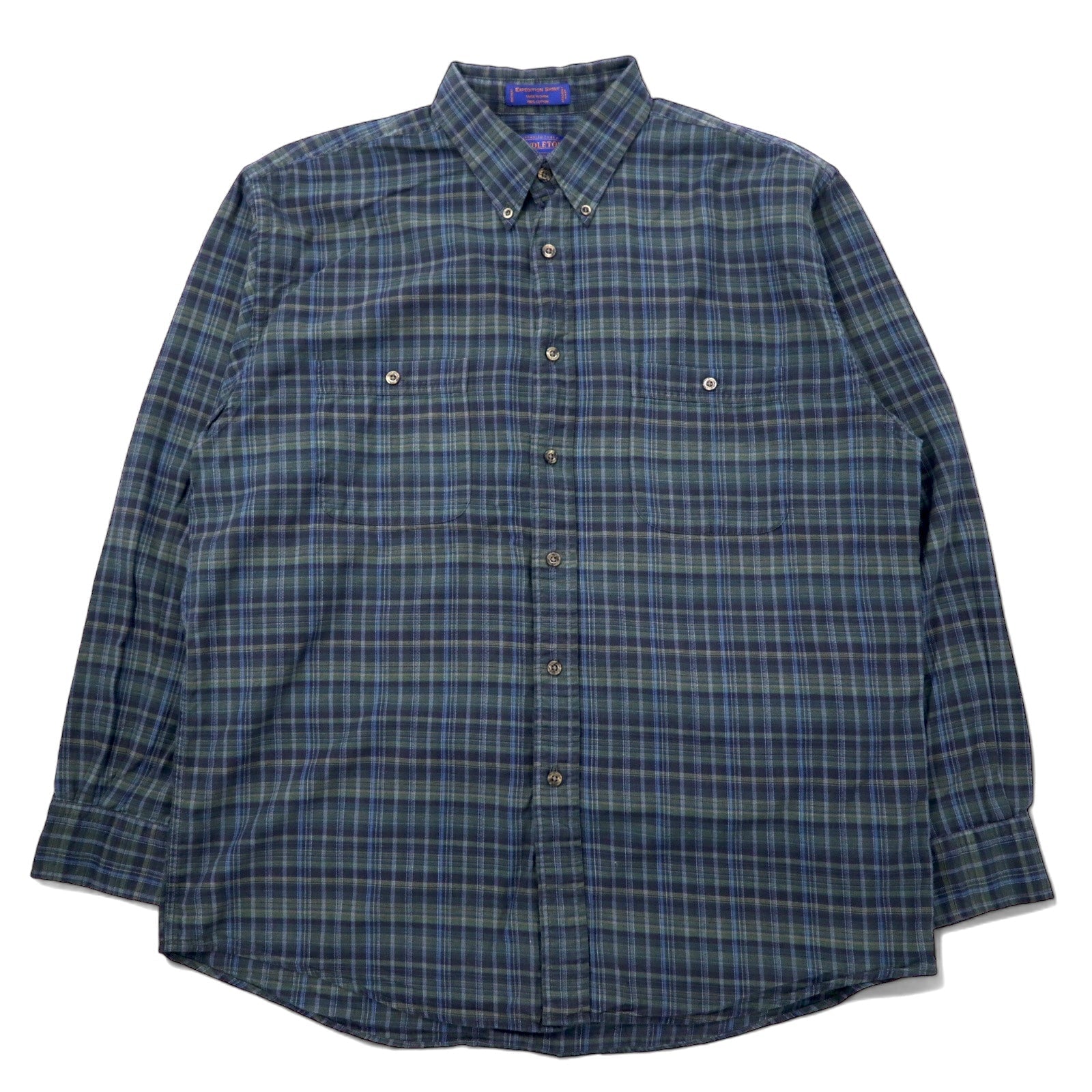 PENDLETON Camicia di flanella button-down L Verde a quadri Cotone EXPEDITION SHIRT