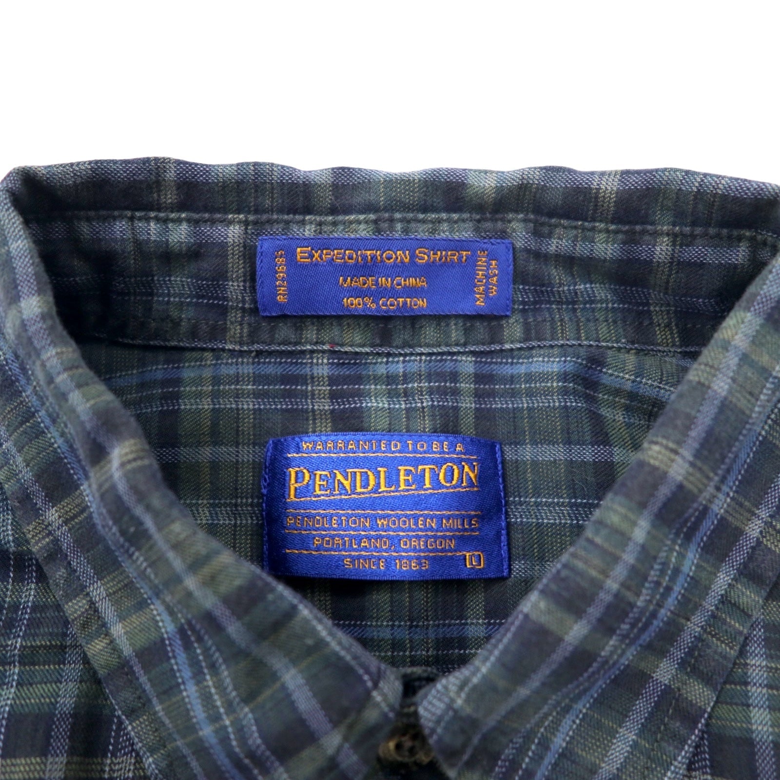 PENDLETON Camicia di flanella button-down L Verde a quadri Cotone EXPEDITION SHIRT