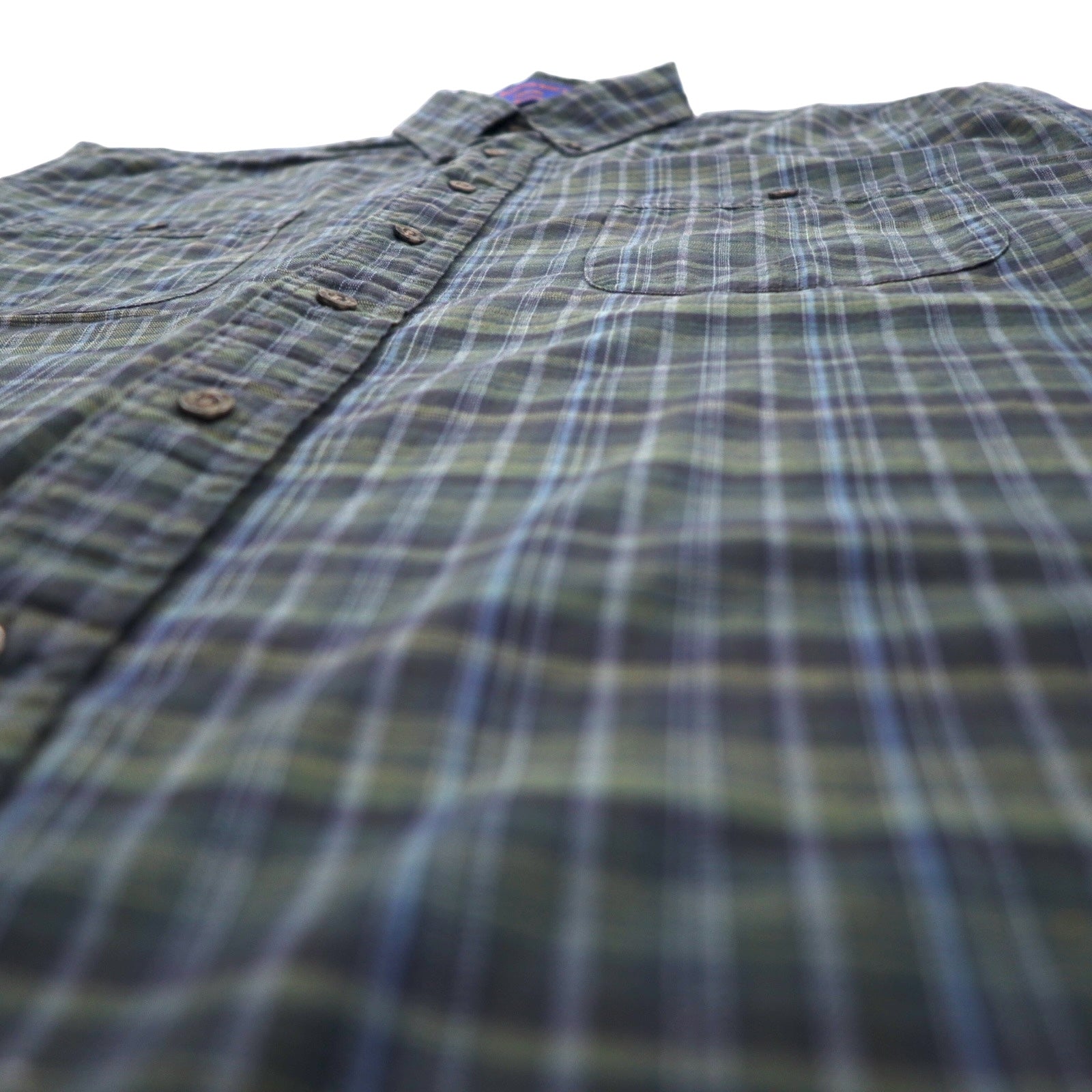 PENDLETON Camicia di flanella button-down L Verde a quadri Cotone EXPEDITION SHIRT