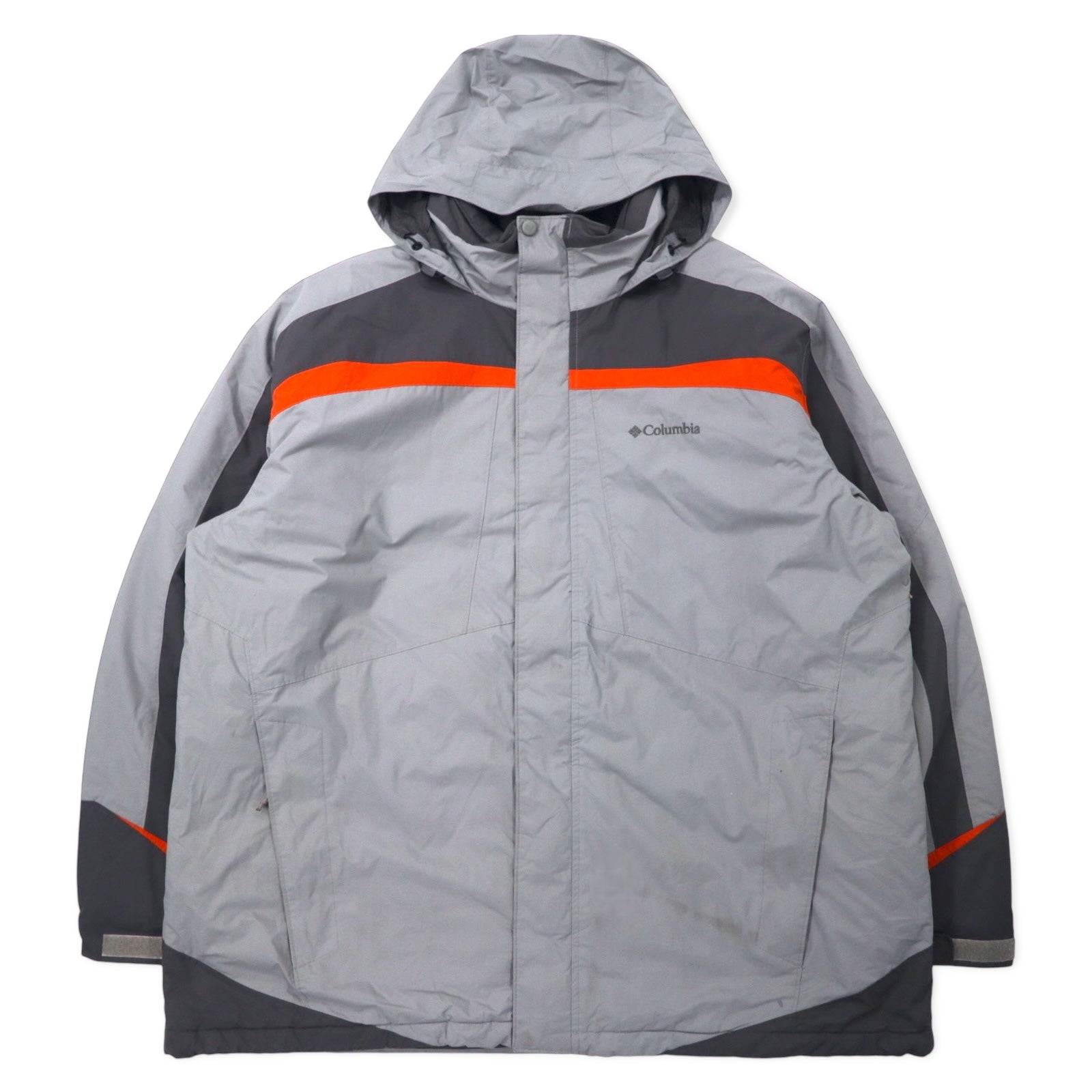 Giacca imbottita Columbia XXL grigia in nylon impermeabile con cappuccio ripiegabile, taglia grande XM4352