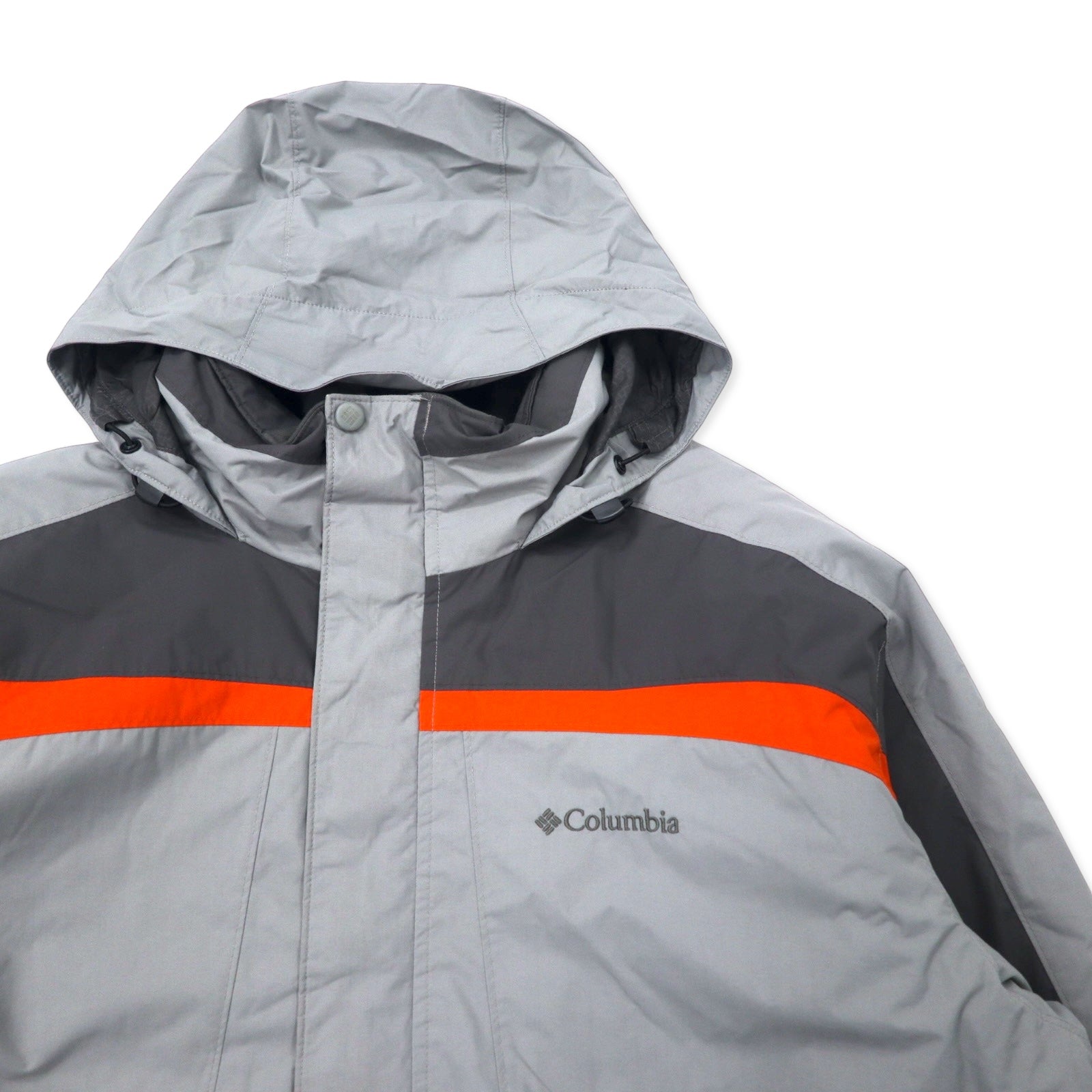 Giacca imbottita Columbia XXL grigia in nylon impermeabile con cappuccio ripiegabile, taglia grande XM4352