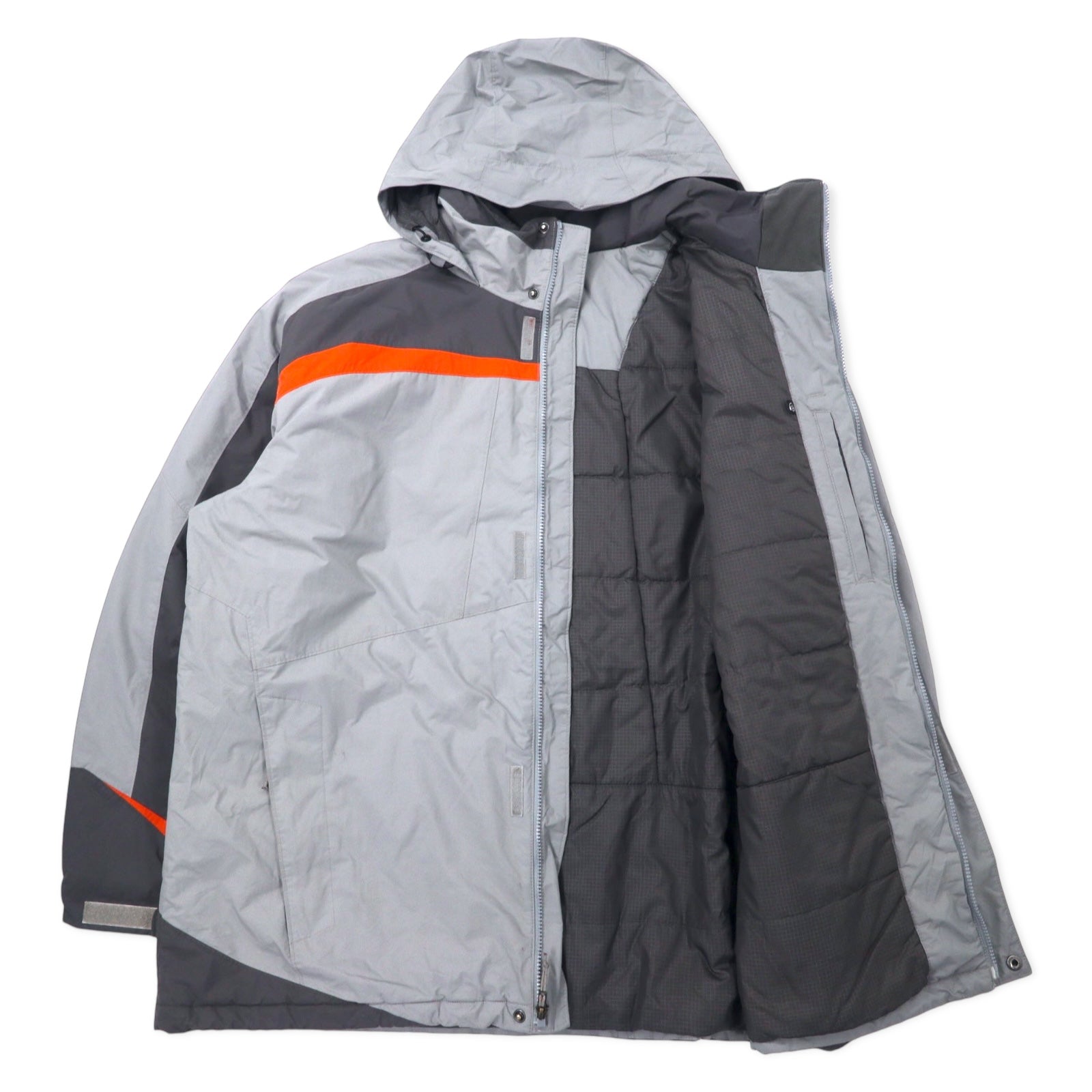 Giacca imbottita Columbia XXL grigia in nylon impermeabile con cappuccio ripiegabile, taglia grande XM4352
