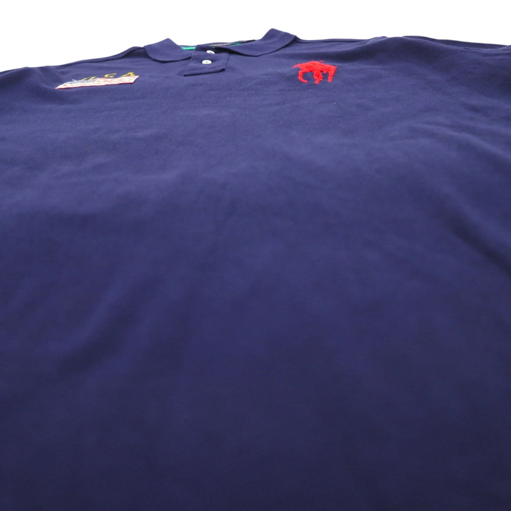 POLO RALPH LAUREN Polo in piqué, taglia XL, blu navy, cotone, ricamo, Big Pony, bandiera USA