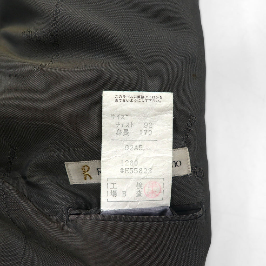 90s Japan Vintage Double-breasted Blazer Roberta di Camerino 日本製 ヘリンボーン ダブル テーラードジャケット M グレー ウール