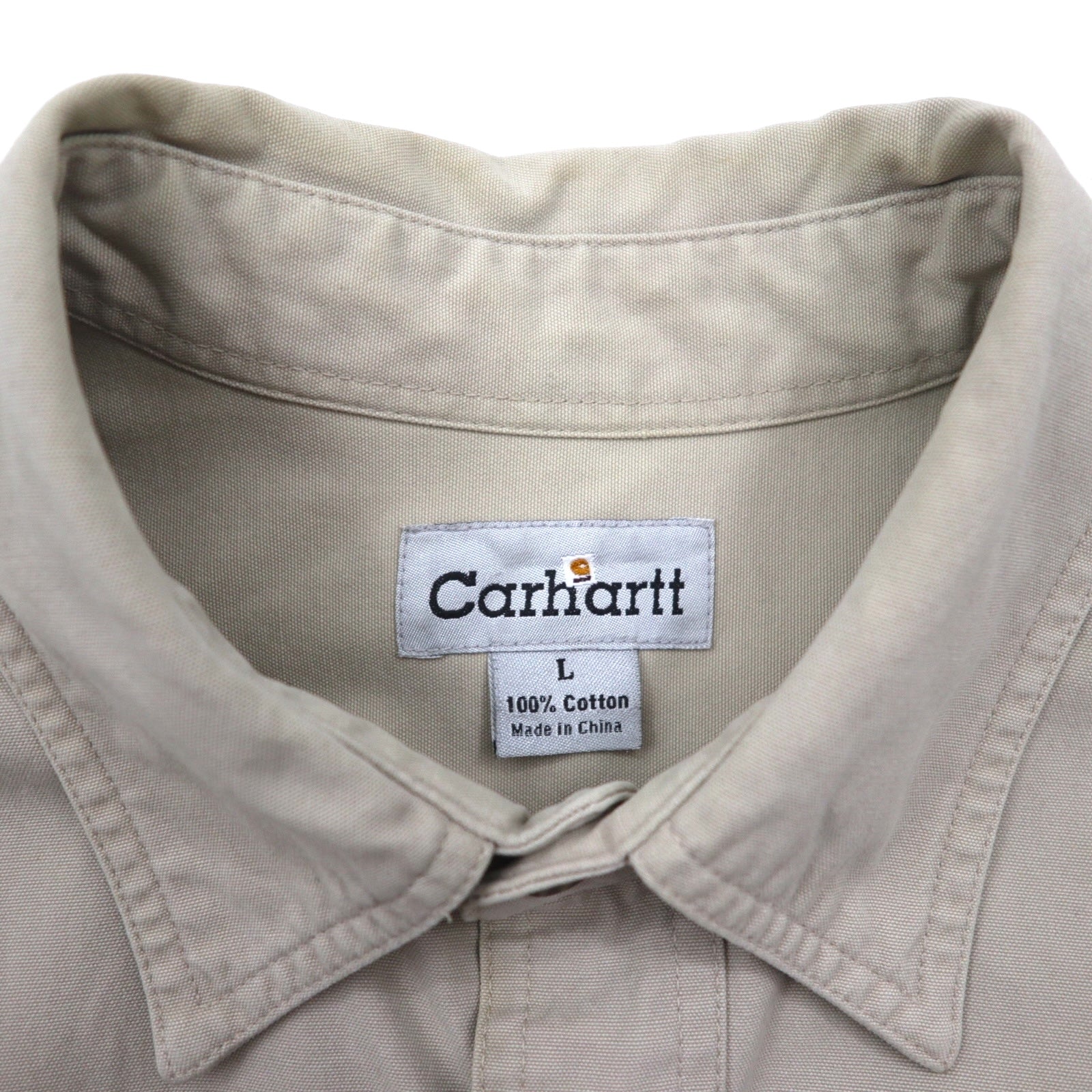 carhartt ワーク シャツ L ベージュ コットン キャンバス 胸ポケット S113STN