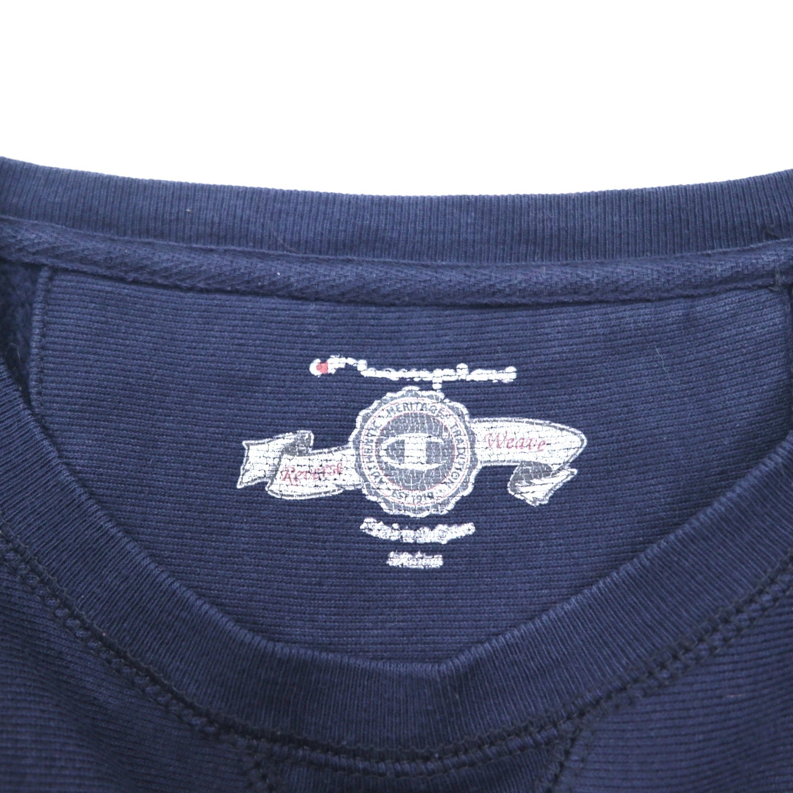 Champion Reverse Weave FELPA COLLEGE M BLU SCURO DE SALES UNIVERSITY LOGO AD ARCO V-FRONT