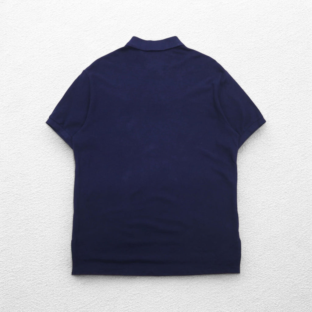 POLO RALPH LAUREN Polo in piqué, taglia XL, blu navy, cotone, ricamo, Big Pony, bandiera USA