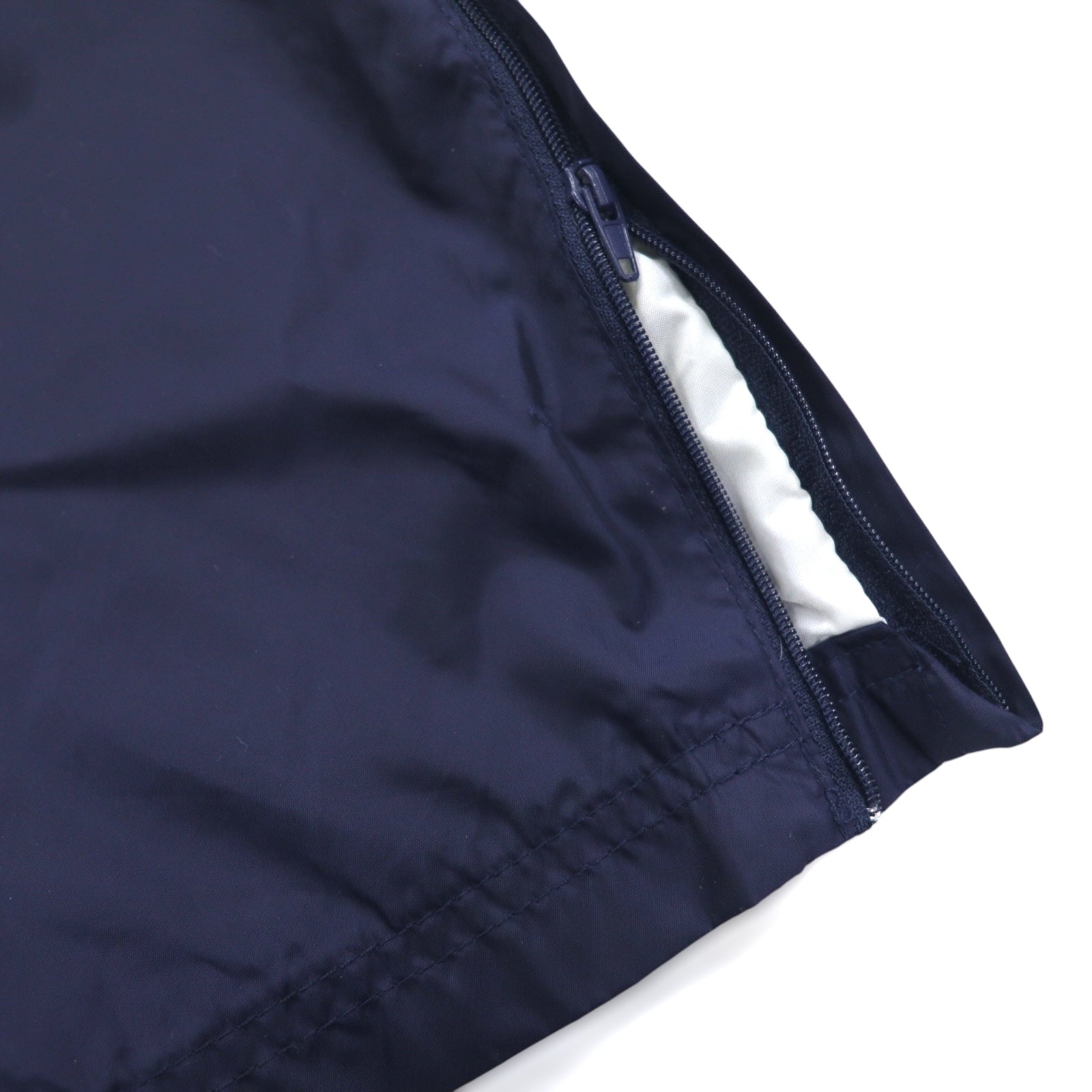 Reebok Anni '90 Pantaloni della tuta in nylon Tuta L Blu navy Logo Vector ricamato Spacco Cerniera sull'orlo