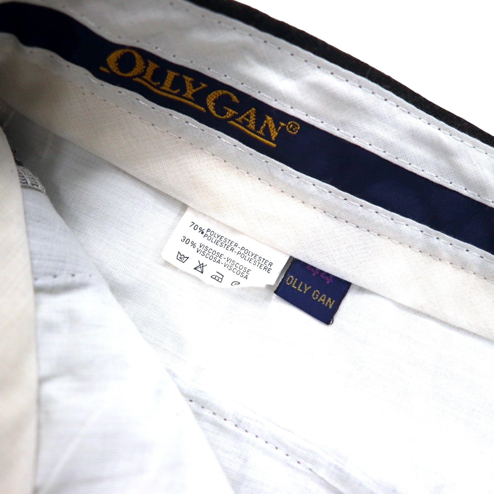 Anni '90 OLLY GAN pantaloni ampi con 3 pieghe, taglia 44, marroni, in poliestere e lana