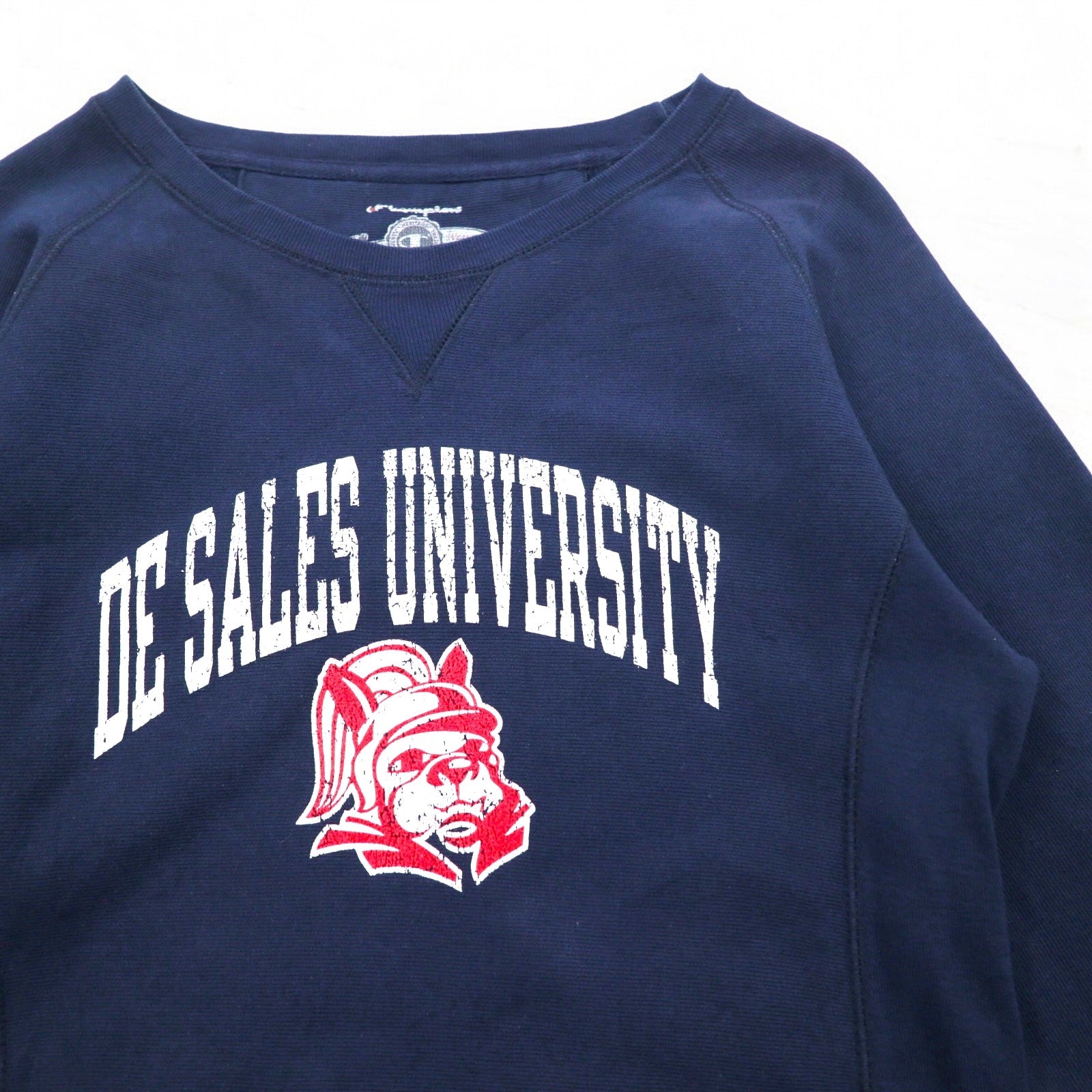 Champion Reverse Weave FELPA COLLEGE M BLU SCURO DE SALES UNIVERSITY LOGO AD ARCO V-FRONT