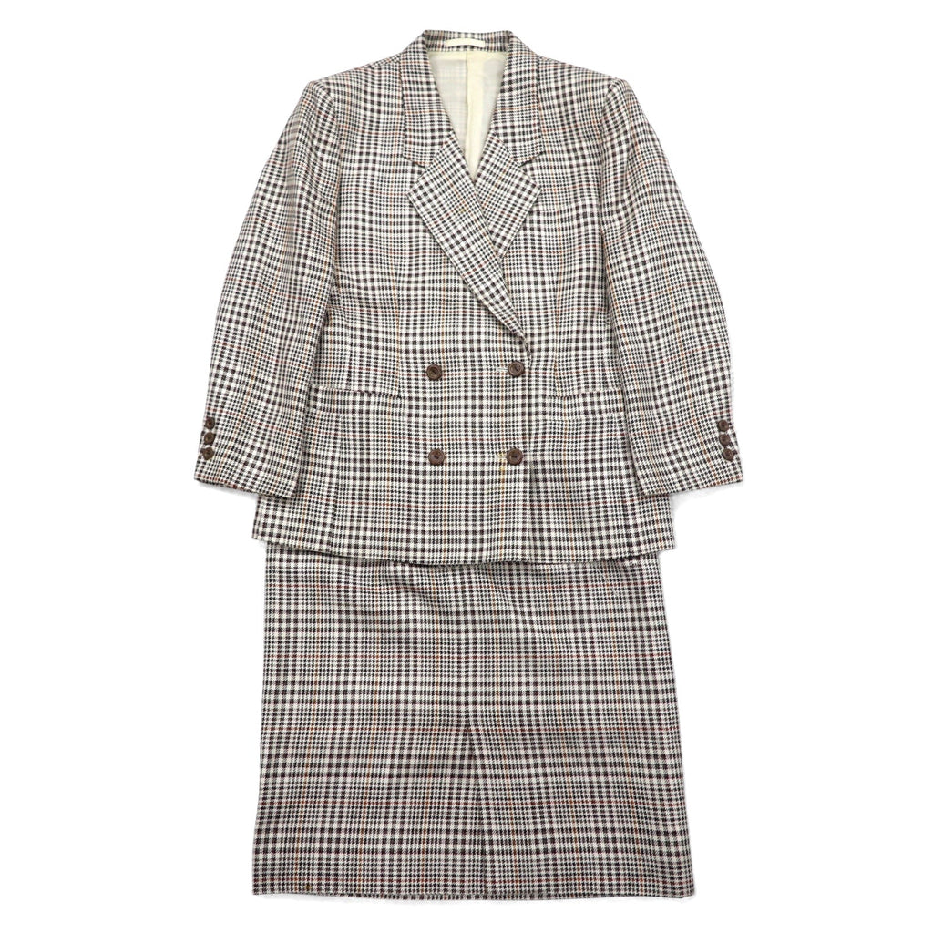 Burberrys シルク ダブル スーツ セットアップ M ベージュ チェック ウール WILLIAM BROWN