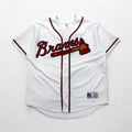 RUSSELL ATHLETICS anni '90 MLB Maglia da baseball L bianca Poliestere Braves Numerazione