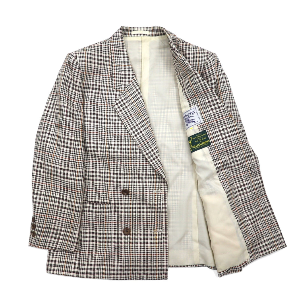 Burberrys シルク ダブル スーツ セットアップ M ベージュ チェック ウール WILLIAM BROWN