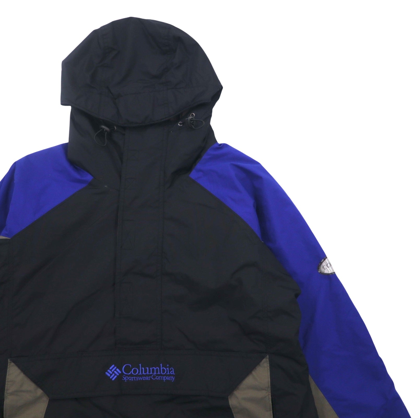 Columbia 90年代 ハーフジップ アノラックパーカー XL ブラック ブルー ナイロン XM5089