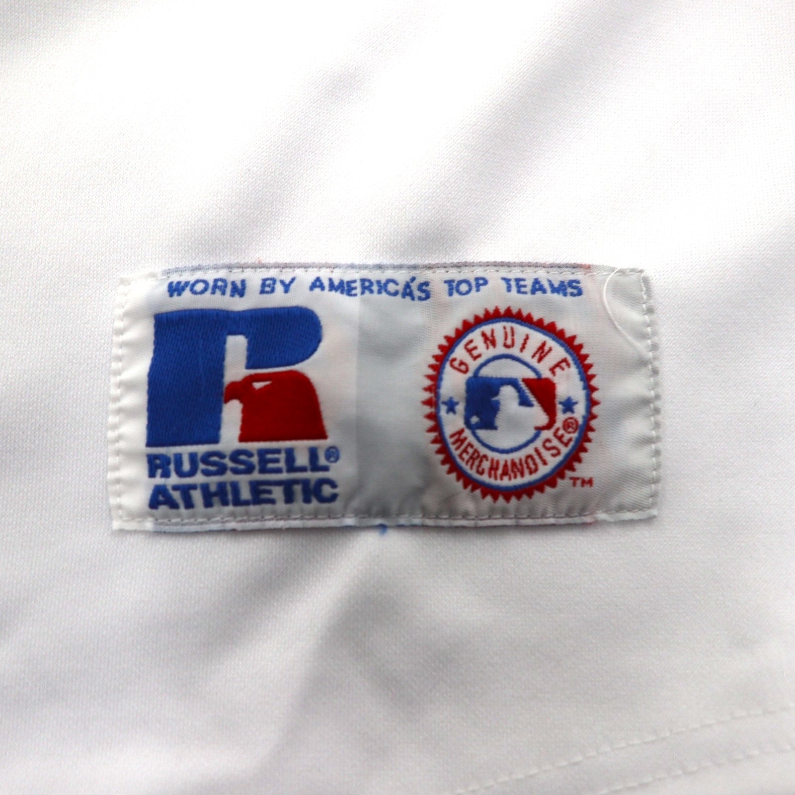 RUSSELL ATHLETICS anni '90 MLB Maglia da baseball L bianca Poliestere Braves Numerazione