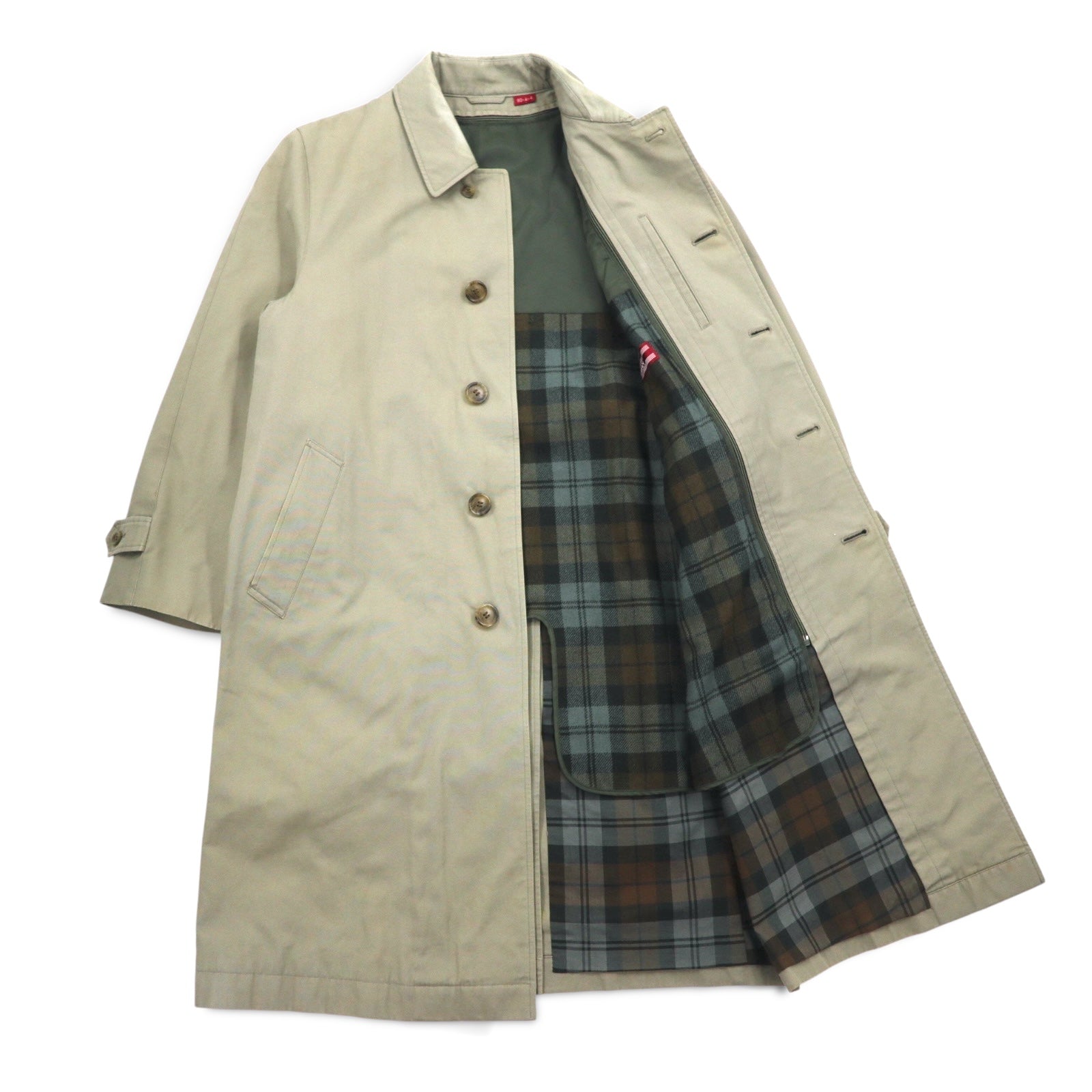 D'URBAN anni '80 trench coat a collo alto M beige con fodera rimovibile e cintura, prodotto in Giappone.