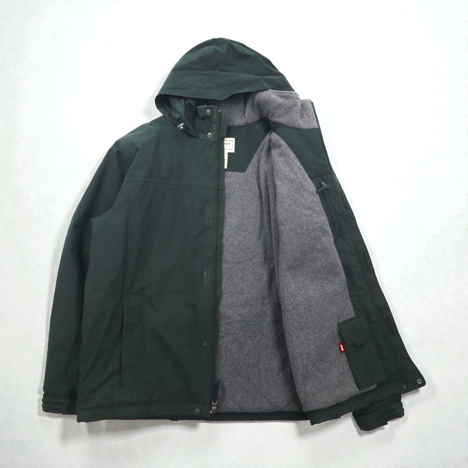 L.L.Bean 防水 マウンテンパーカー 中綿 フリースライナー XL グリーン Thinsulate フード収納 DCY5