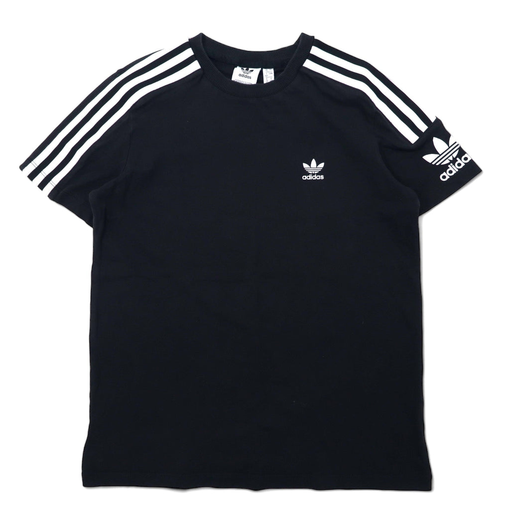 T-shirt adidas Originals Trefoil nera in cotone con 3 strisce, taglia XOT