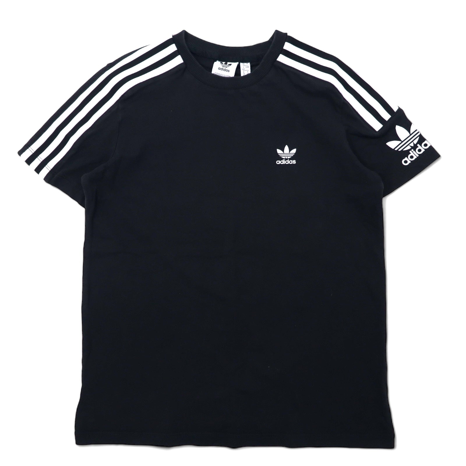 T-shirt adidas Originals Trefoil nera in cotone con 3 strisce, taglia XOT