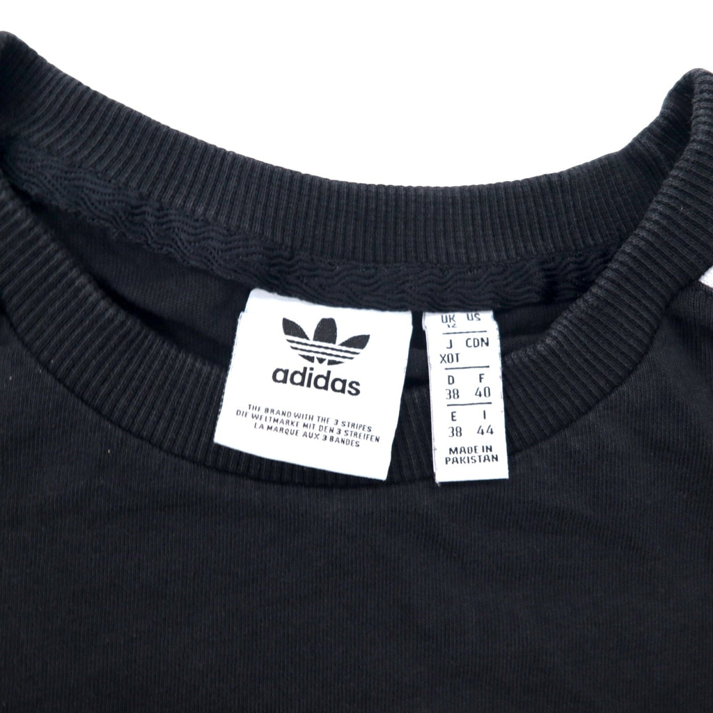 T-shirt adidas Originals Trefoil nera in cotone con 3 strisce, taglia XOT