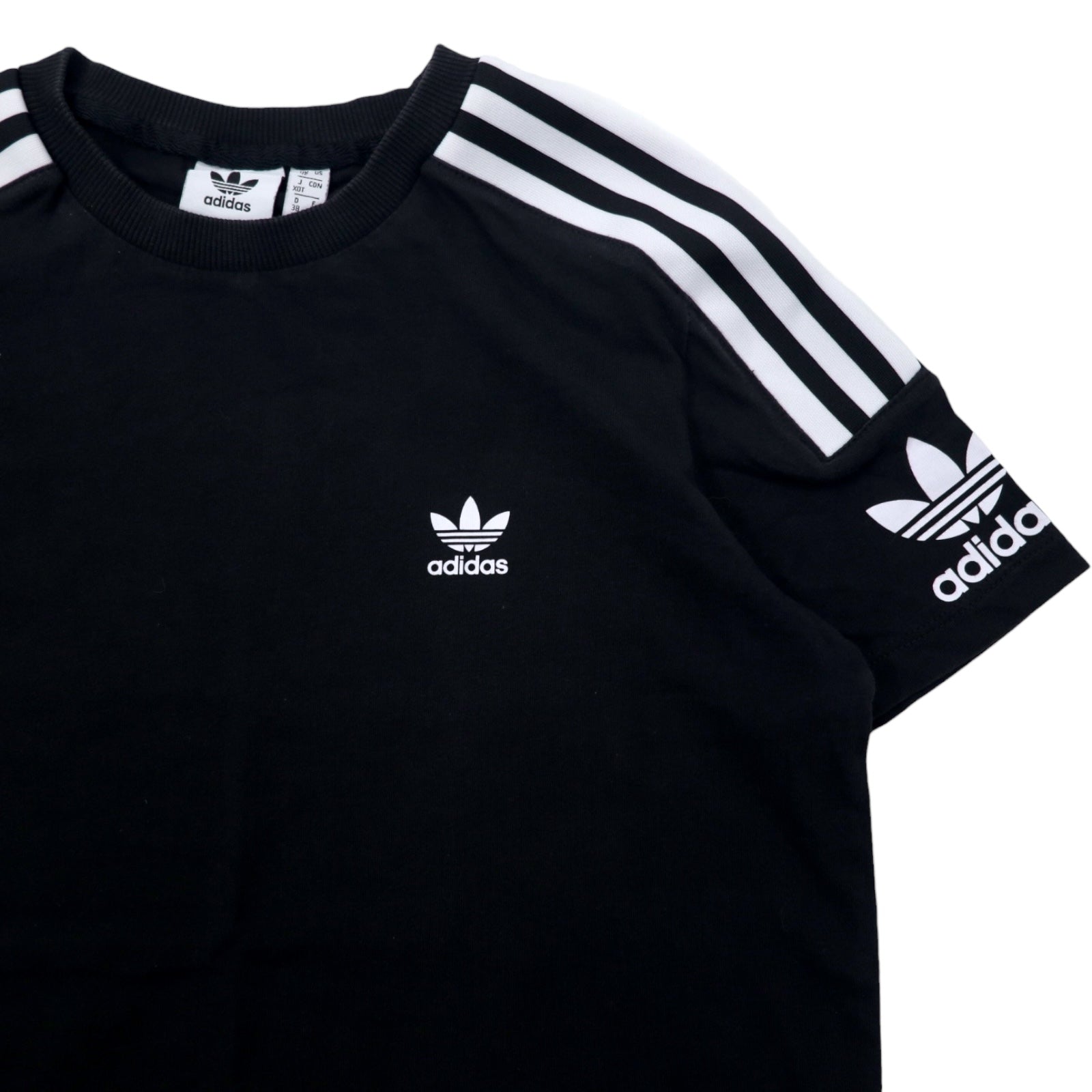T-shirt adidas Originals Trefoil nera in cotone con 3 strisce, taglia XOT
