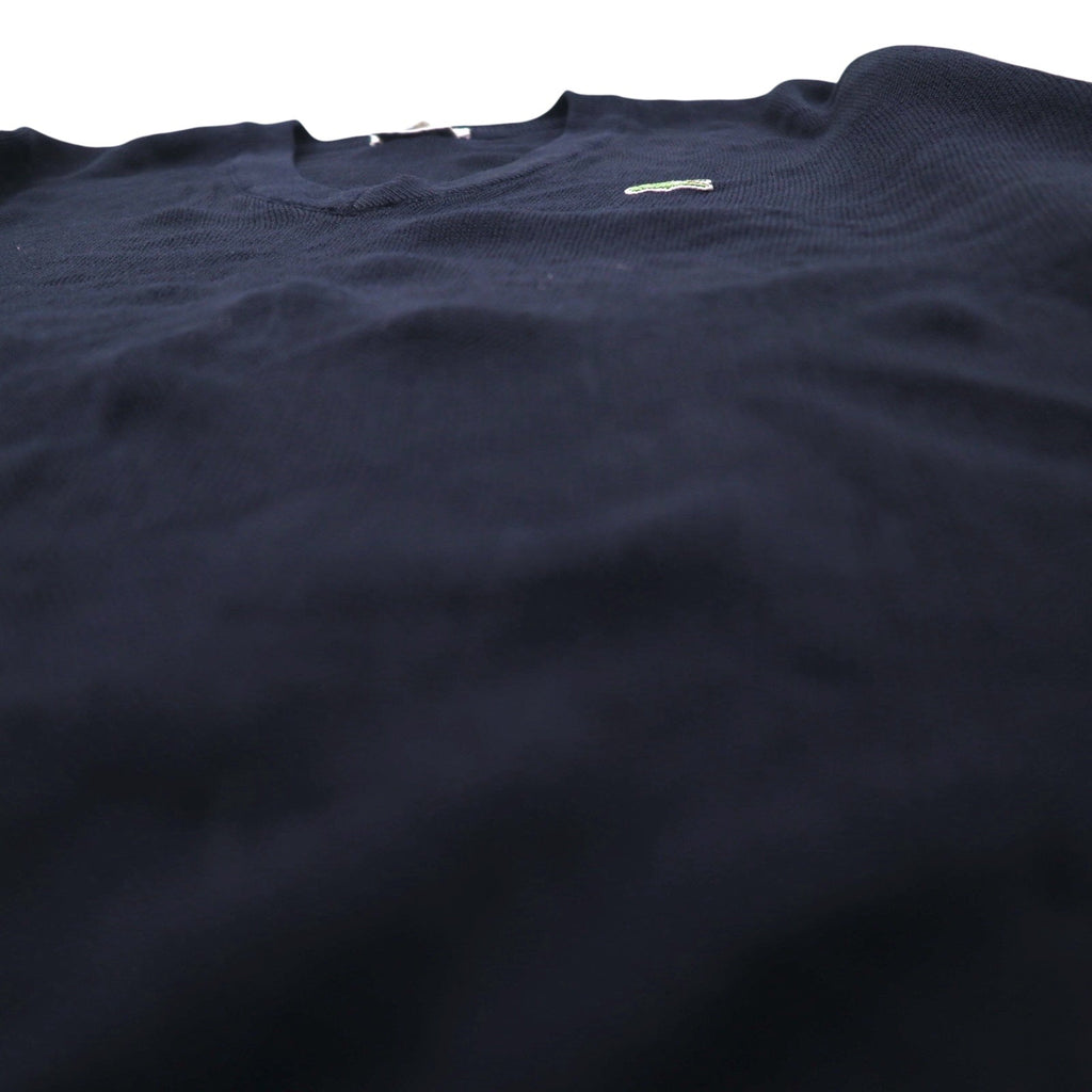 LACOSTE anni '80 Made in Spain Maglione in acrilico scollo a V L blu marino
