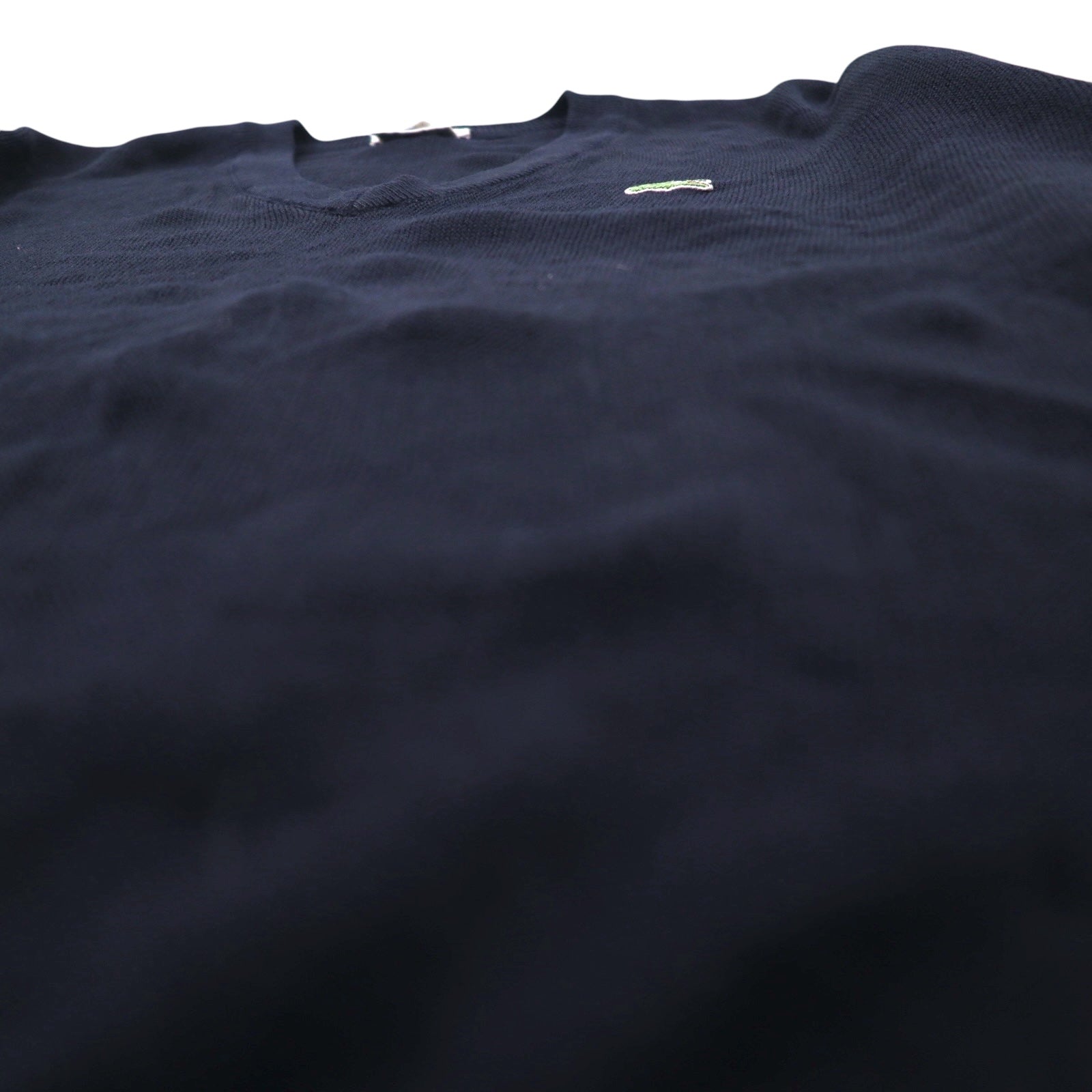 LACOSTE anni '80 Made in Spain Maglione in acrilico scollo a V L blu marino